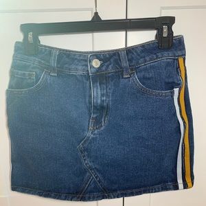 Pacsun jean skirt with white and yellow stripes